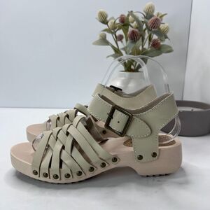 Kelsi Dagger Brooklyn Harting Leather Clog Sandal Natural Women's 6.5 NWOB